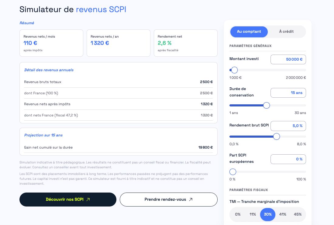 Le simulateur de revenus SCPI de Louve Invest