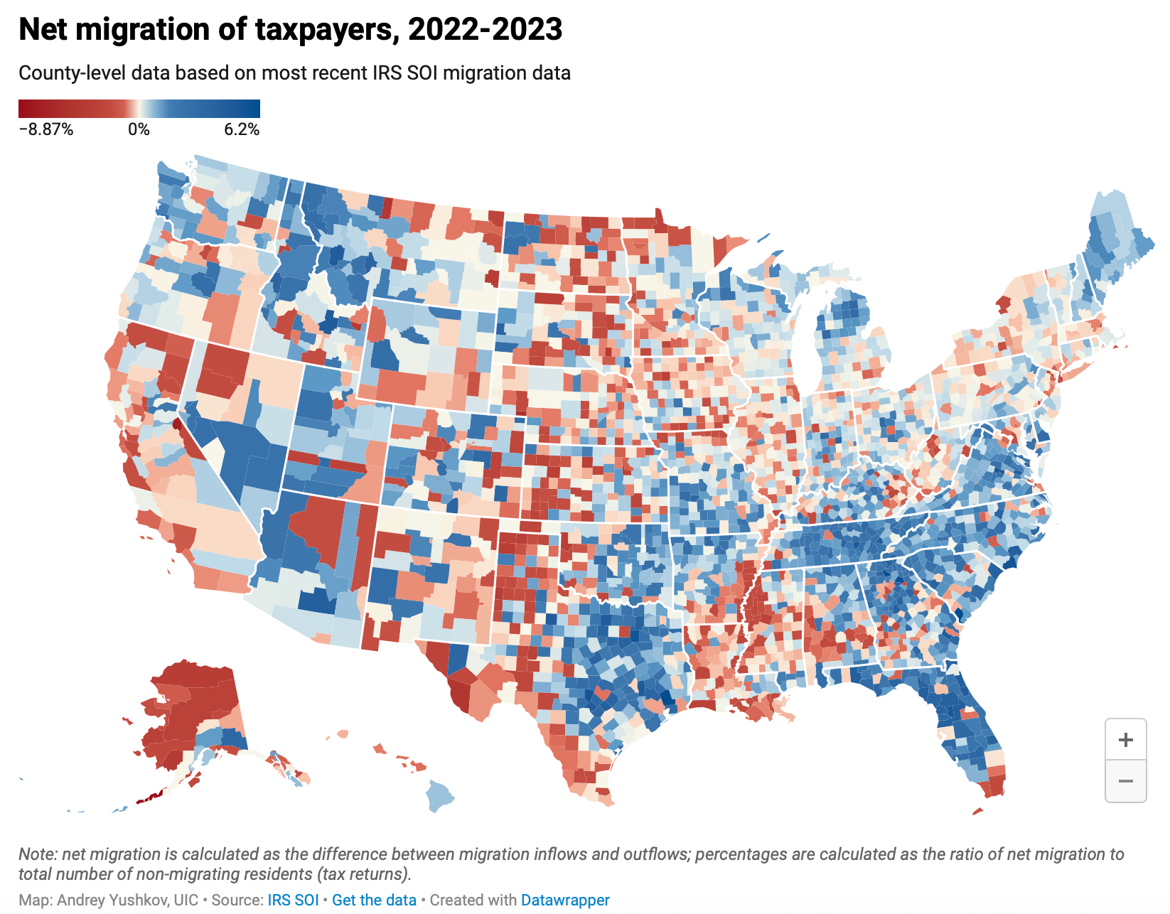 Net migration of taxpayers, 2022-2023