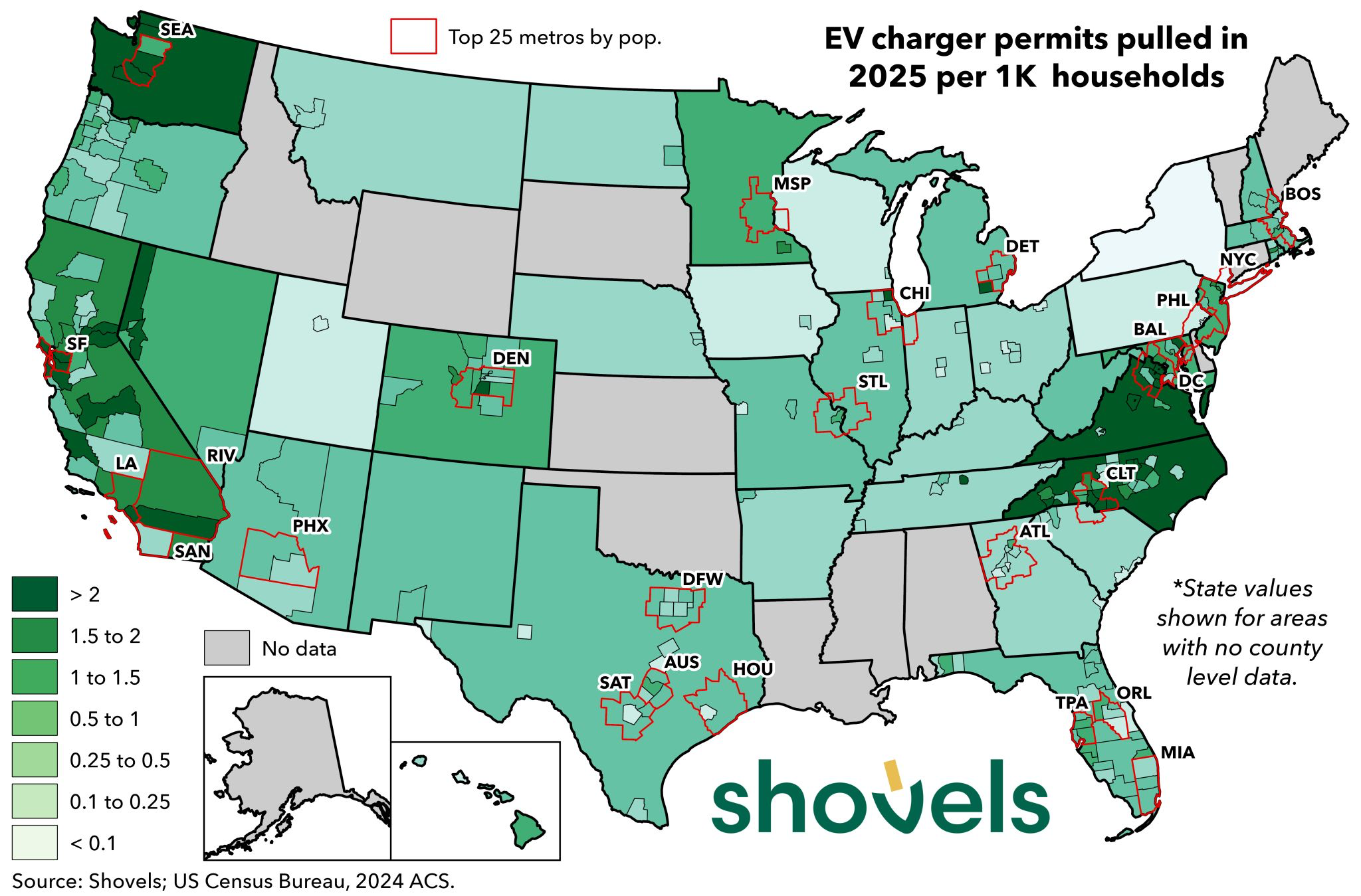 EV charger permits per 1,000 households