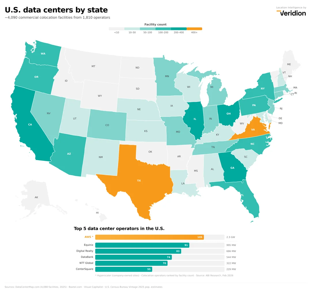 U.S. data centers by state