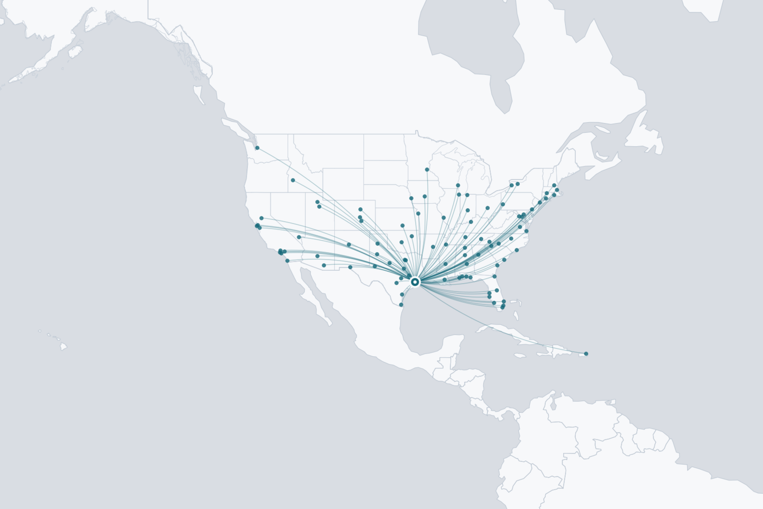 Houston airport domestic connections map