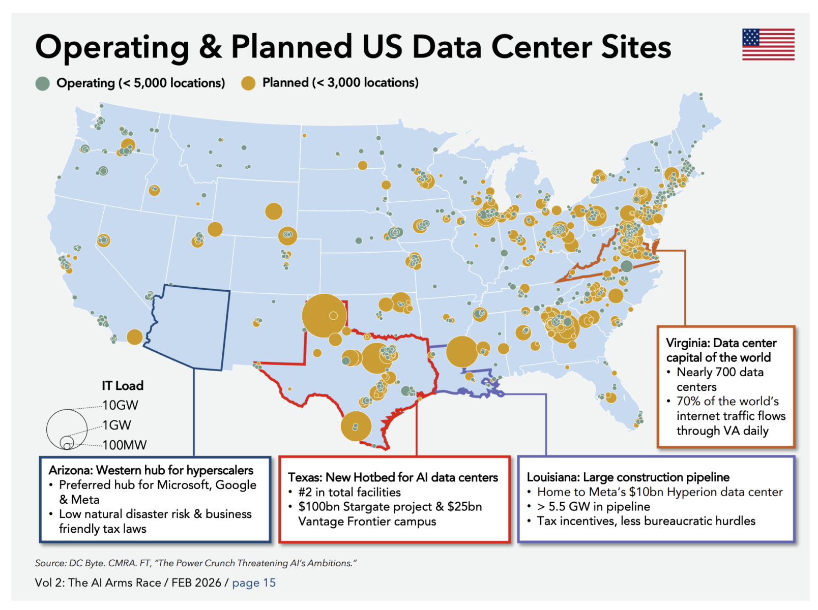 Operating and planned U.S. data center sites