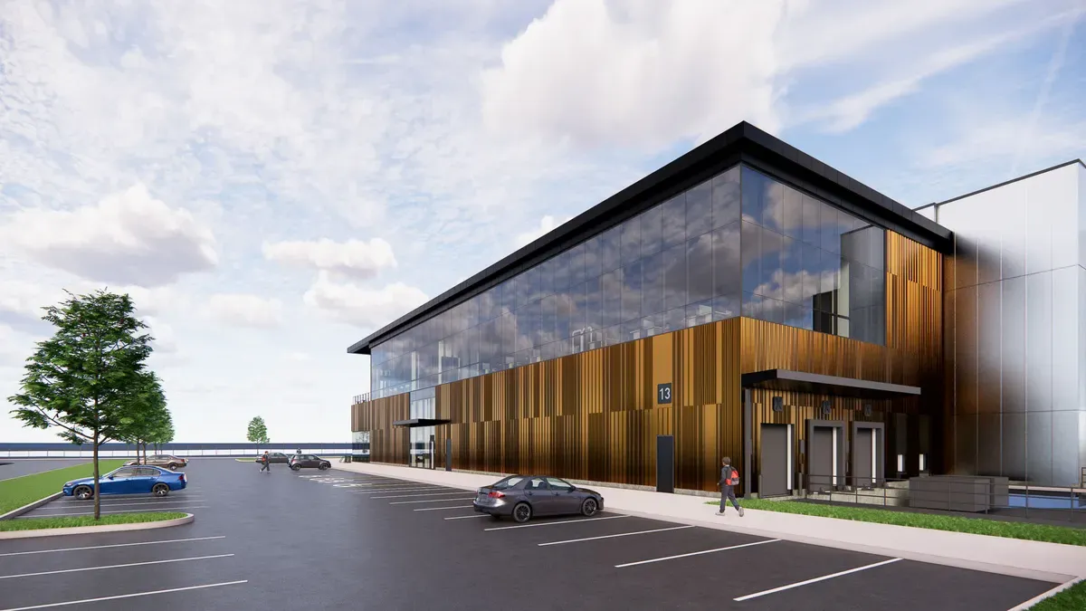 Rendering of a Microsoft data center using mass timber in Northern Virginia