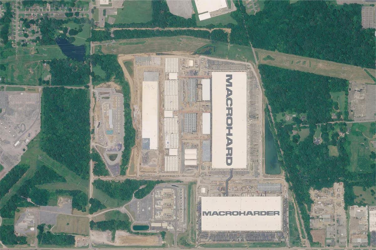 Satellite view of the same Memphis data-center site in 2026