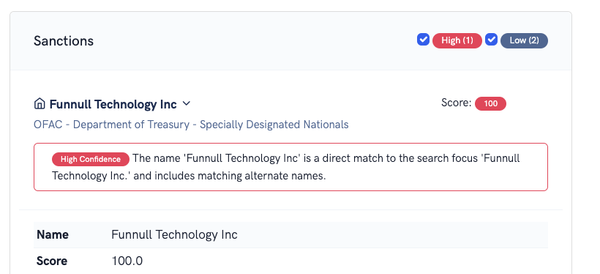 AI adjudication for sanction and watchlist matches