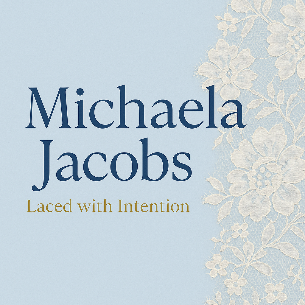Laced with Intention: Michaela Jacobs in Quiet Blue Elegance