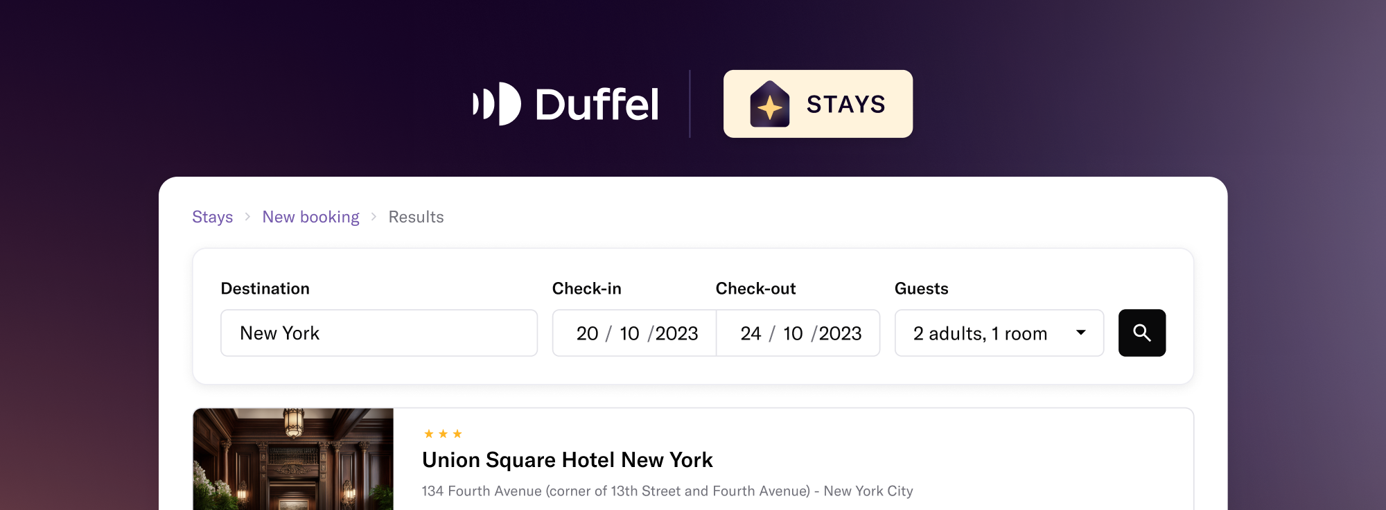 Duffel Stays hero banner