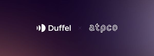 Duffel and ATPCO logo on a gradient background.