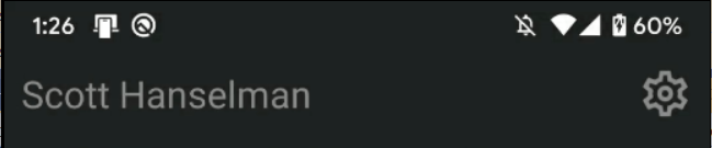 Screenshot of the status bar in dark theme with matching color