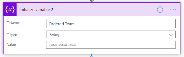 A string variable named Ordered Team