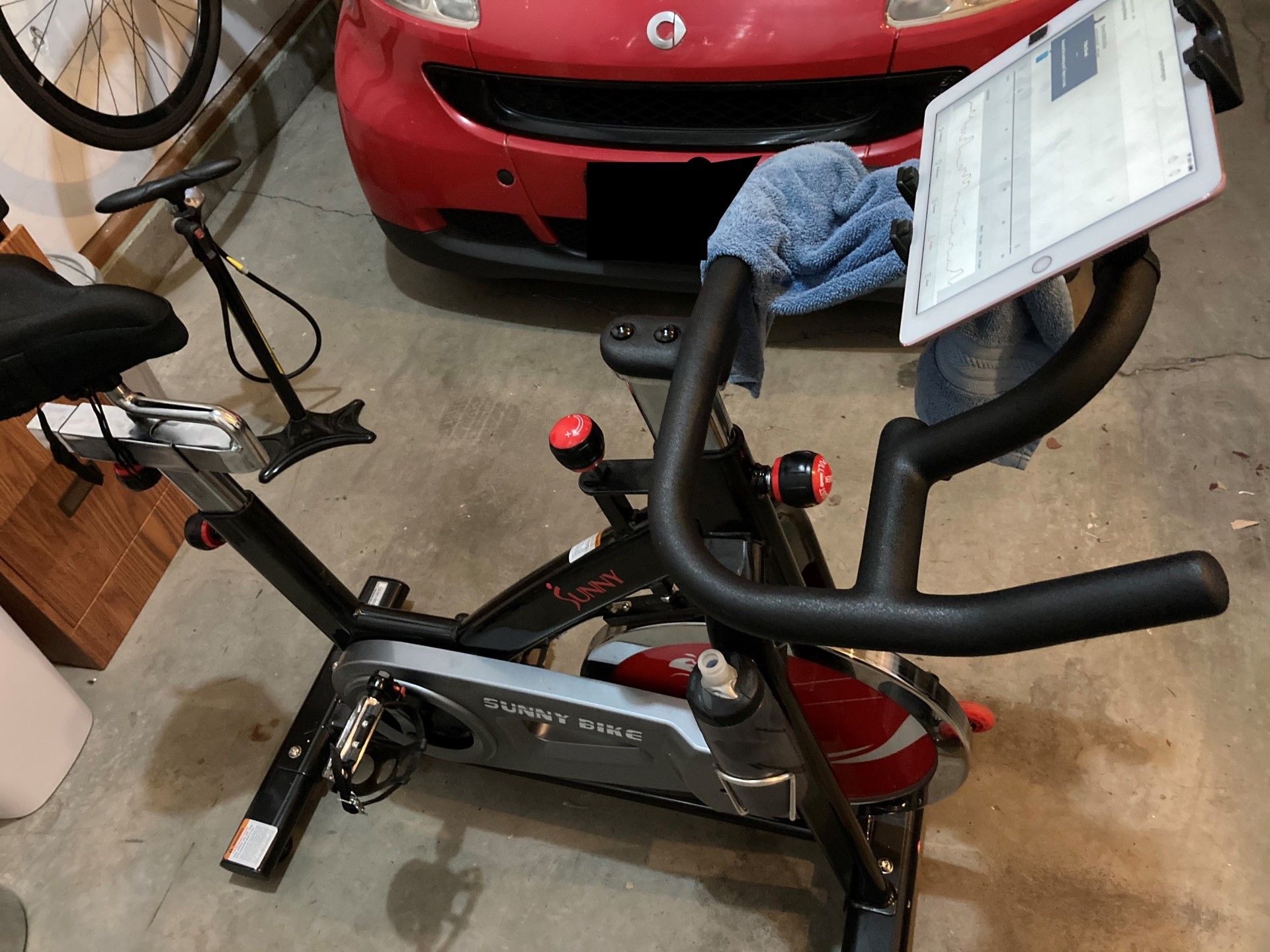My indoor Sunny Spin Bike + Accessories
