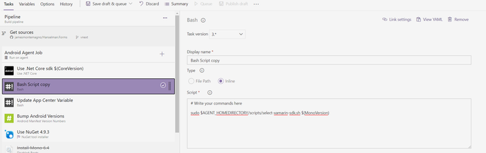 Azure DevOps Settings for Xamarin iOS 13 and Android 10 Apps