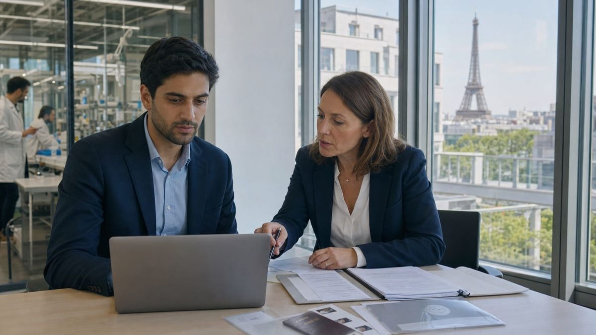 Profissional e consultora revisam processo de residência para talento em Paris