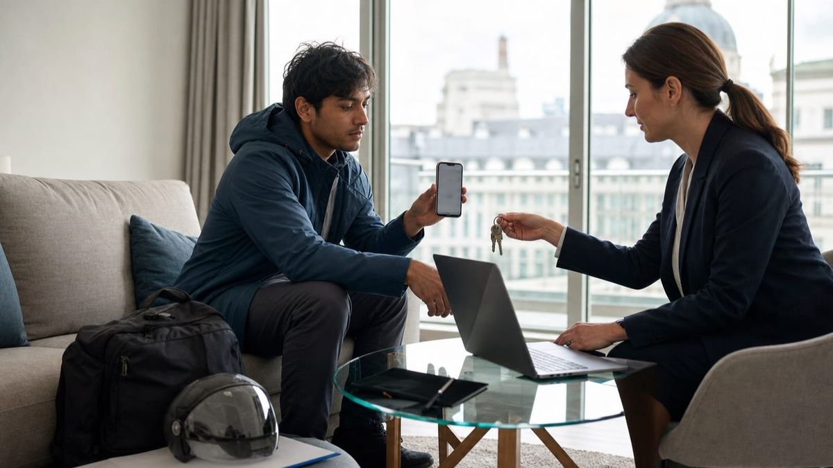 Profissional apresenta status migratório digital durante locação de imóvel em Londres