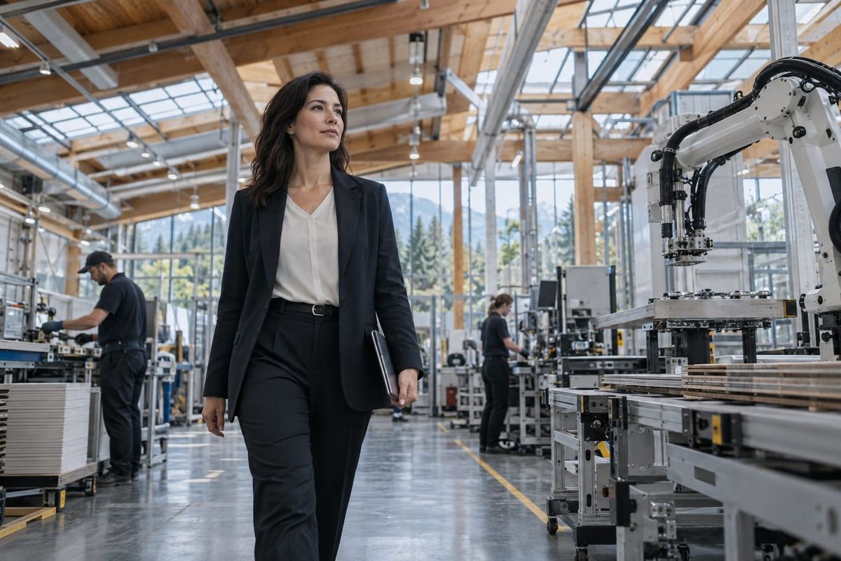 Gestora industrial percorre fábrica de tecnologia limpa na Colúmbia Britânica