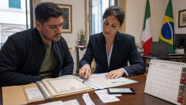 Brasileiro e especialista analisam documentos e comprovantes para cidadania italiana