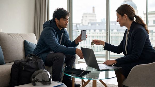 Profissional apresenta status migratório digital durante locação de imóvel em Londres