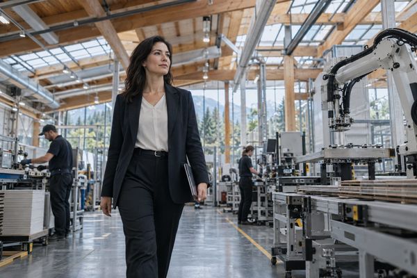 Gestora industrial percorre fábrica de tecnologia limpa na Colúmbia Britânica