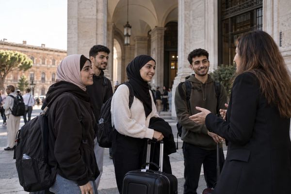 Cena editorial em Itália sobre mais 25 estudantes de gaza chegam a universidades italianas