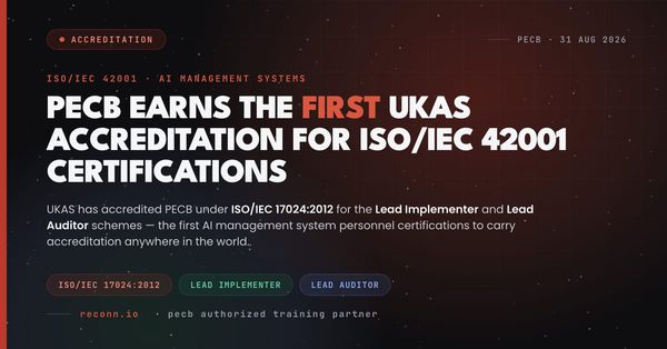 PECB UKAS accreditation announcement for ISO 42001 Lead Implementer and Lead Auditor certifications