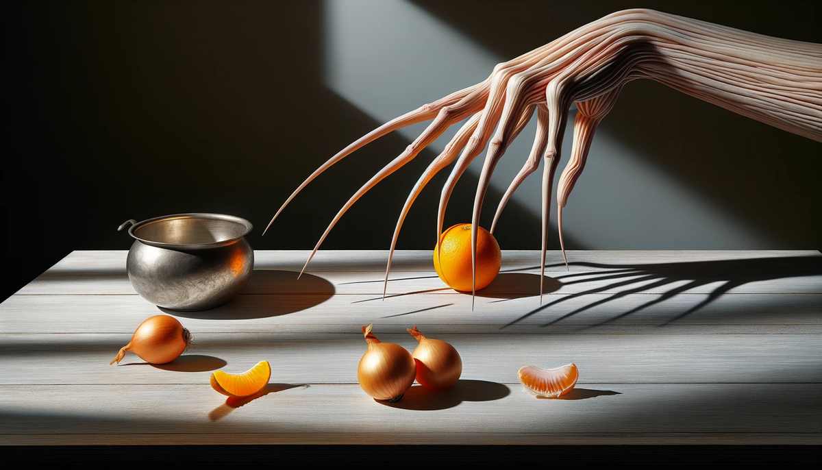 gently selecting an orange