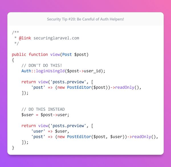 Security Tip: Be Careful of Auth Helpers!