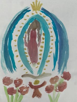 Watercolor painting of the Virgin of Guadauple