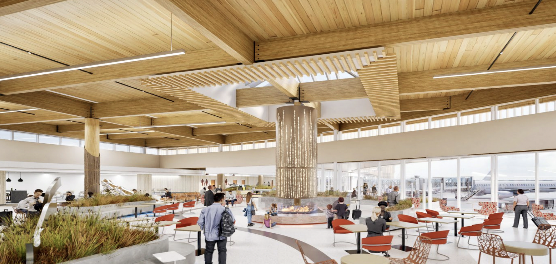 Rendering of airport atrium