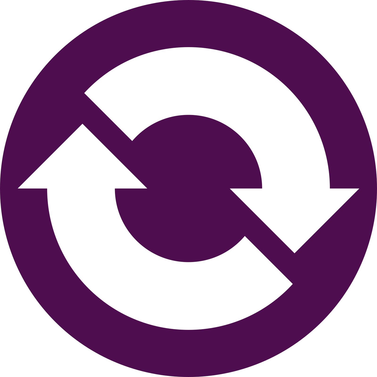 The OnionShare logo, a purple circle with inside two circular arrows pointing at each other's ends.