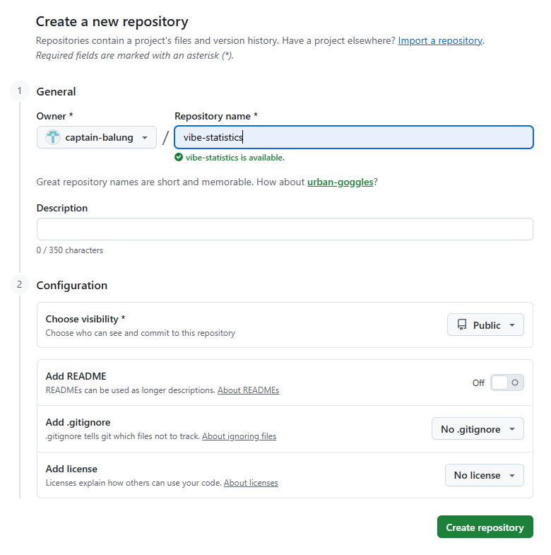 建立 repository 的表單設定
