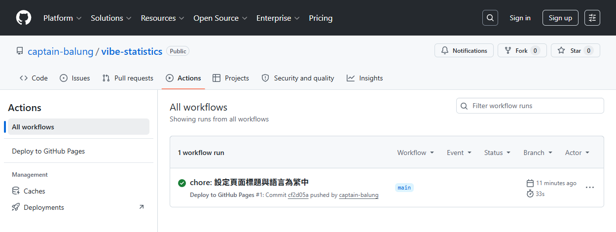 GitHub Actions 自動部署成功