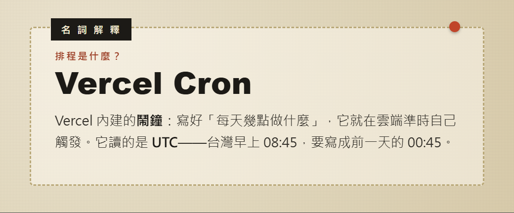 名詞解釋：Vercel Cron 排程是什麼