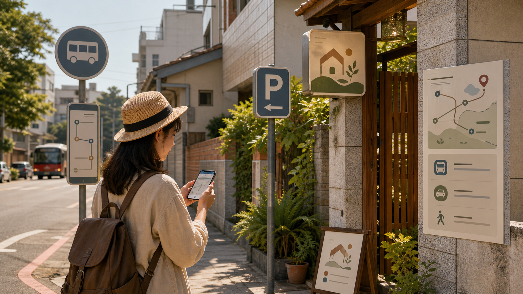 民宿主人把交通資訊改寫成旅客容易抵達的路線說明。