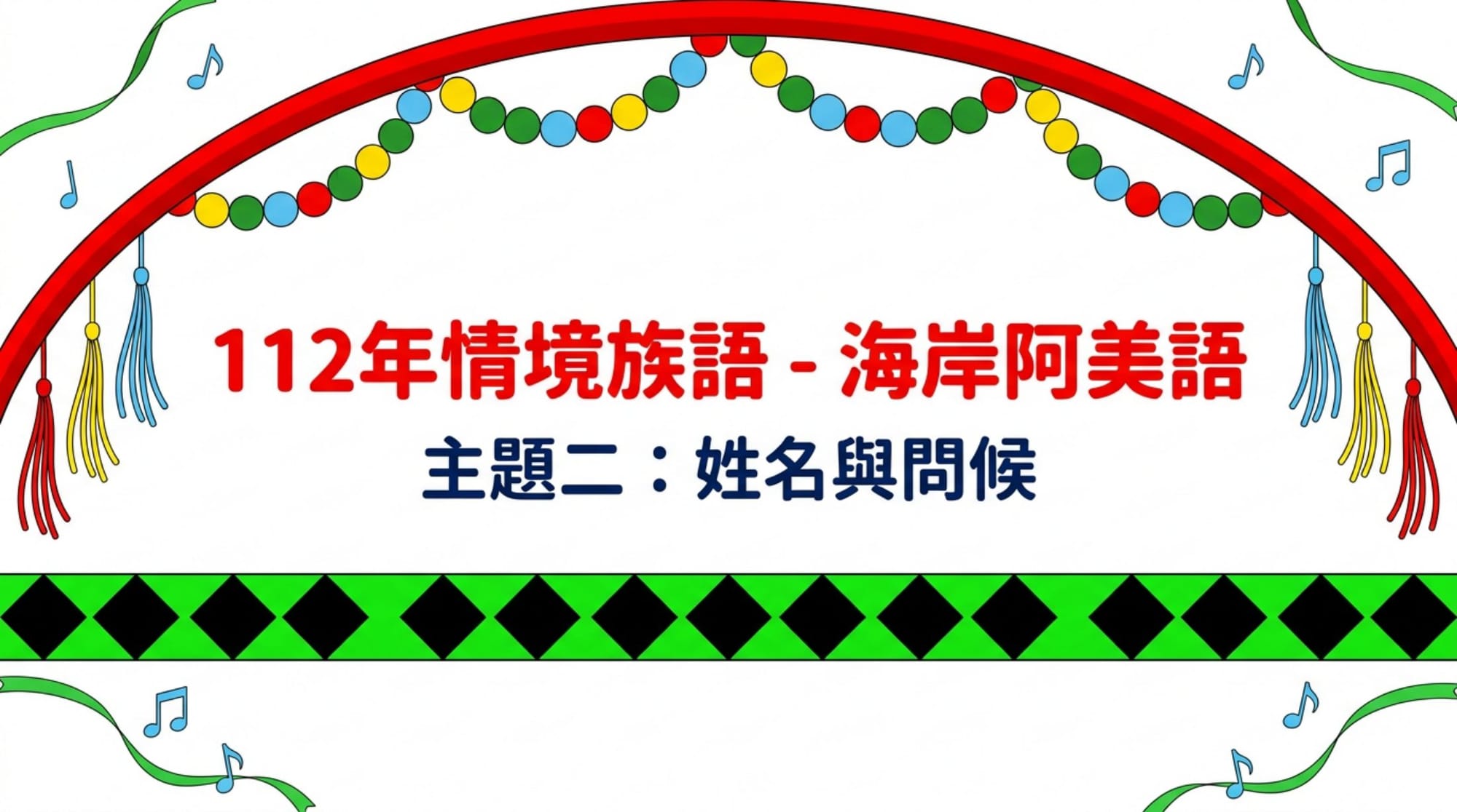 情境對話〈姓名與問候〉，珠串紋飾串起關係圖。封面