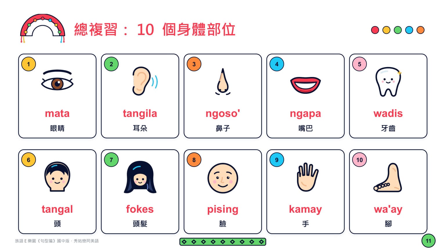 Claude 成品 第 12 頁：總複習：10 個身體部位一頁看完