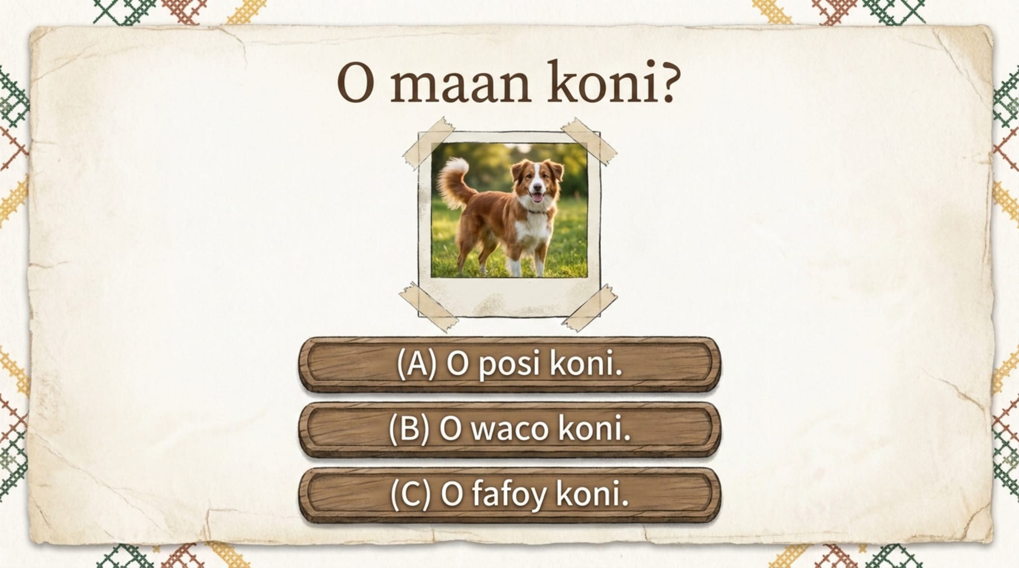 NotebookLM 第三節發展活動版：O maan koni? 狗的照片配三個句子