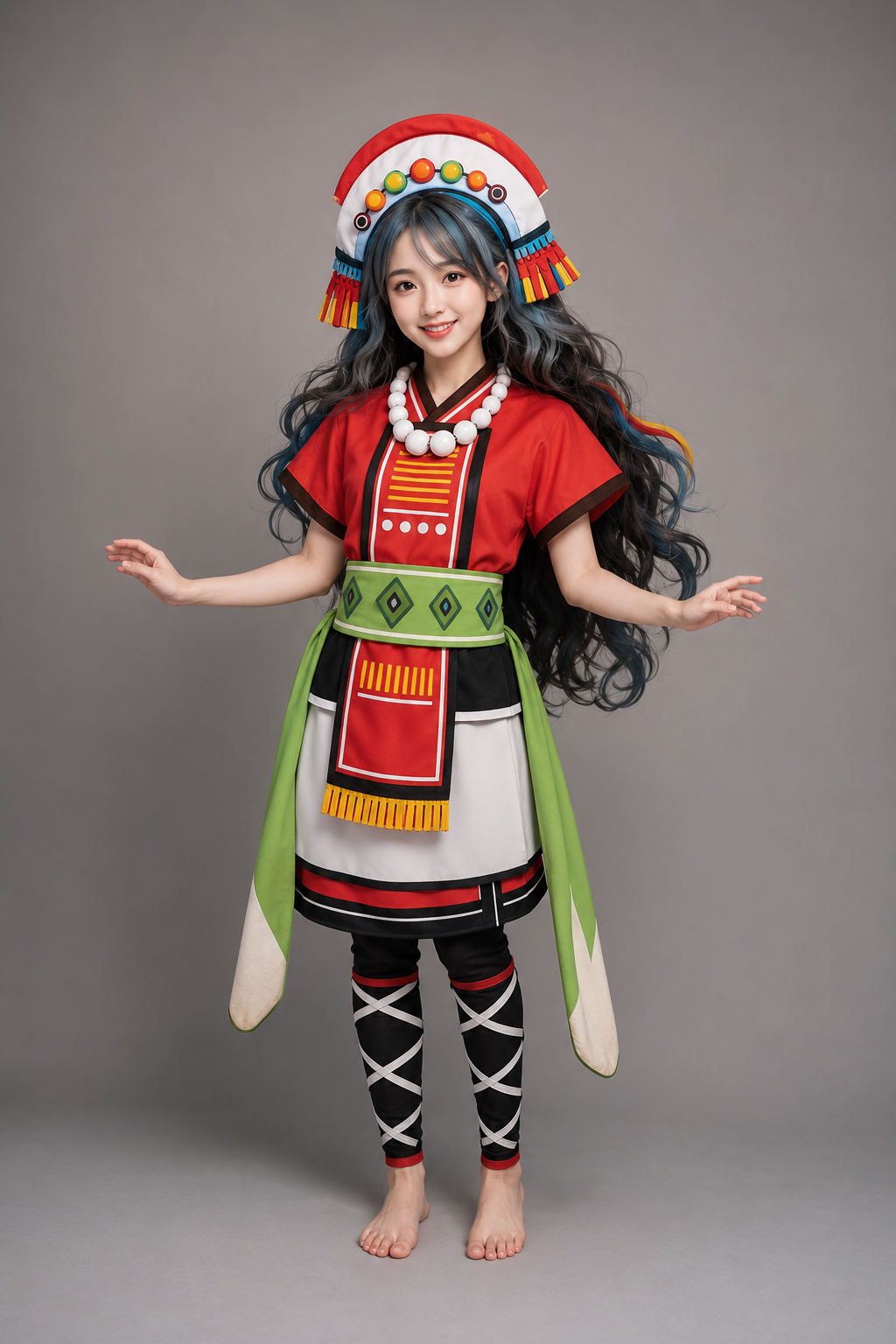 阿美族女生用林布蘭光生成的全身寫實人像