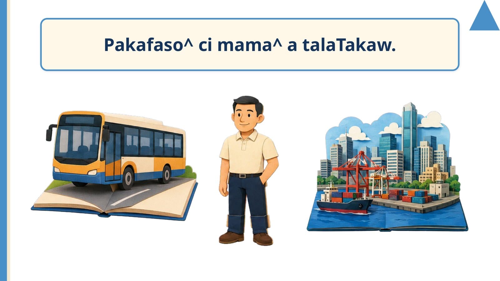 語法操練 1 基句：Pakafaso^ ci mama^ a talaTakaw.