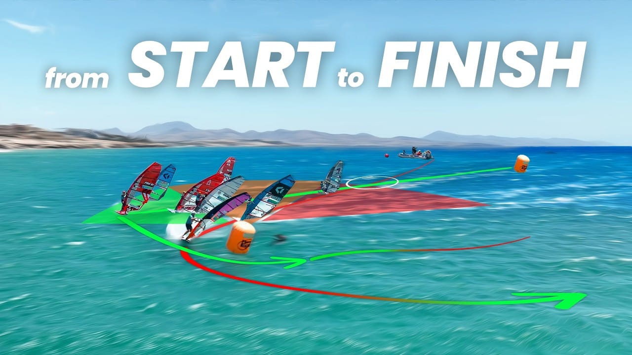 Windsurfing Racers Prioritize Wave Alignment for Critical First Jibe Advantage
