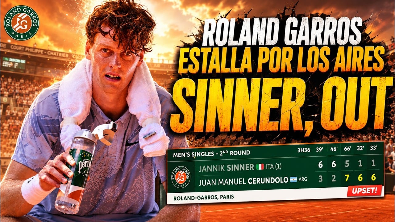El colapso de Sinner: cómo el calor revirtió un 5-1 y desató la sorpresa en Roland Garros