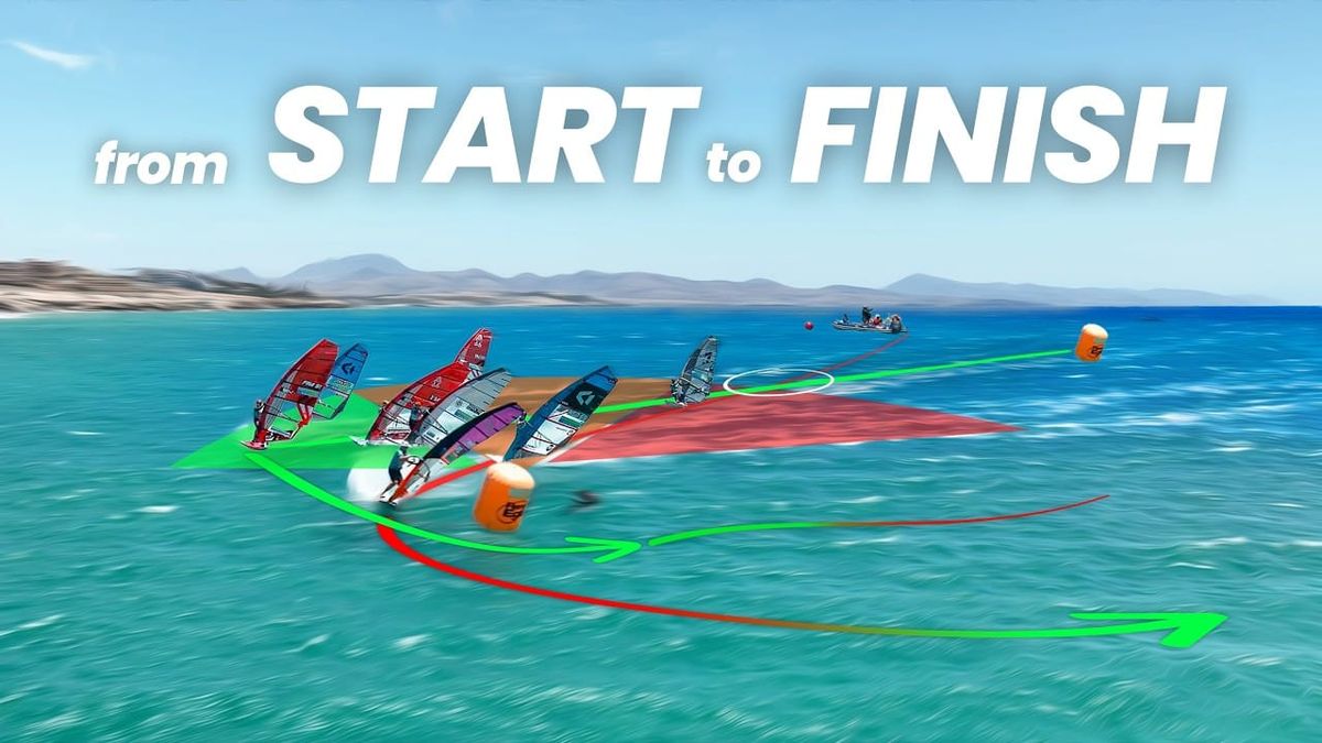 Windsurfing Racers Prioritize Wave Alignment for Critical First Jibe Advantage