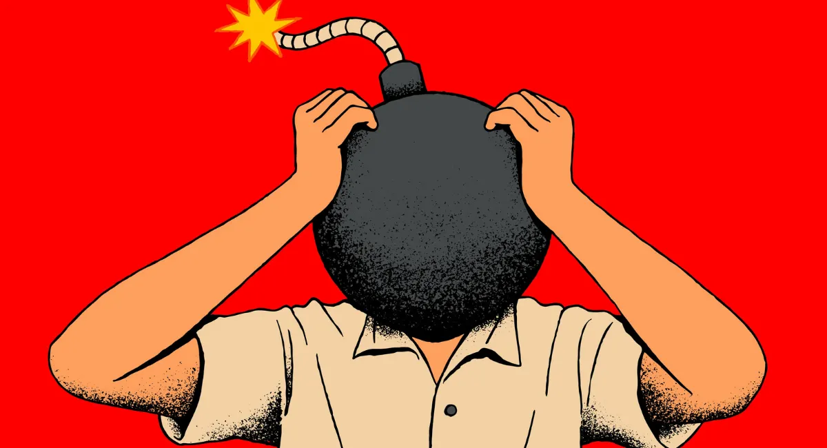 Homme à la tete de bombe