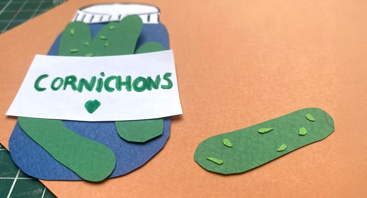 Pot de cornichon en papier découpé