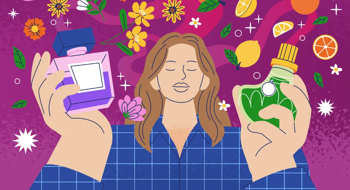 illustration femme et parfums