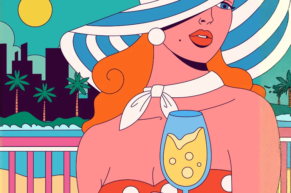 Illustration Femme vin