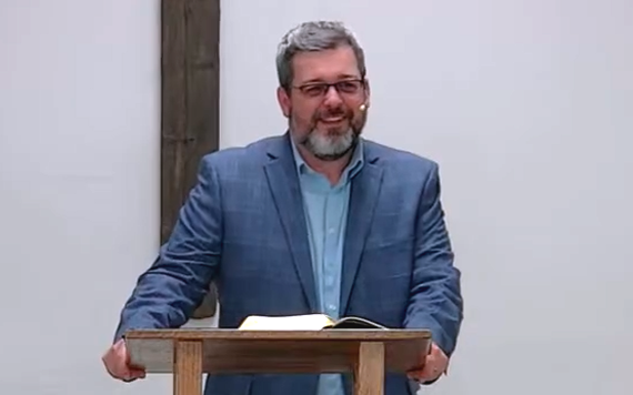Pastor Jake Reid preaching from Genesis 15 at Easton Baptist Church