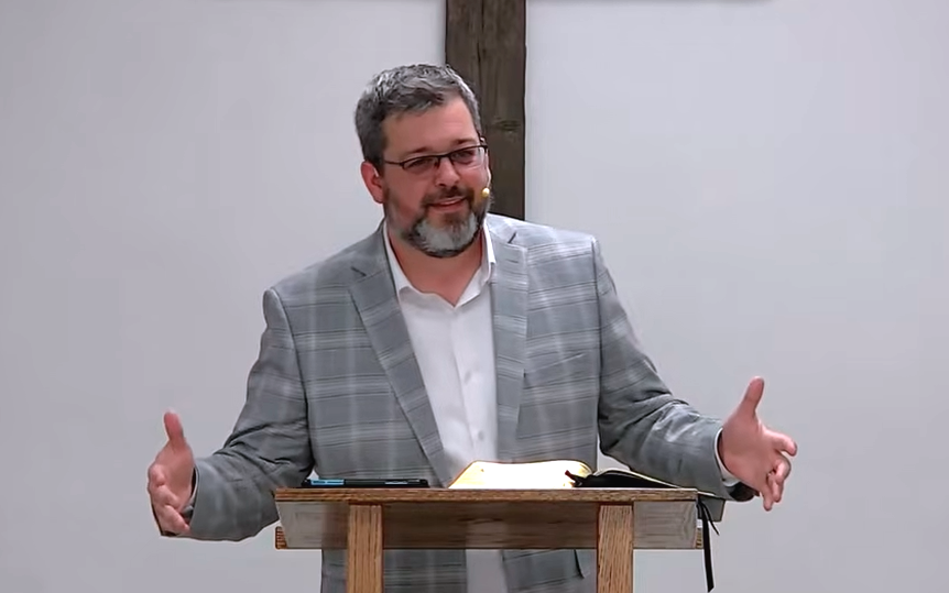 Pastor Jake Reid preaching from Genesis 15 at Easton Baptist Church