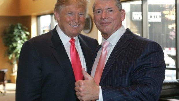 Donald Trump and Vince McMahon giving the thumbs up