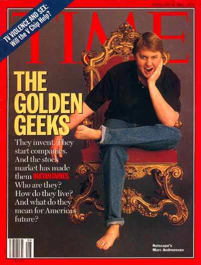 Marc Andreessen on the cover of a 1996 copy of Time