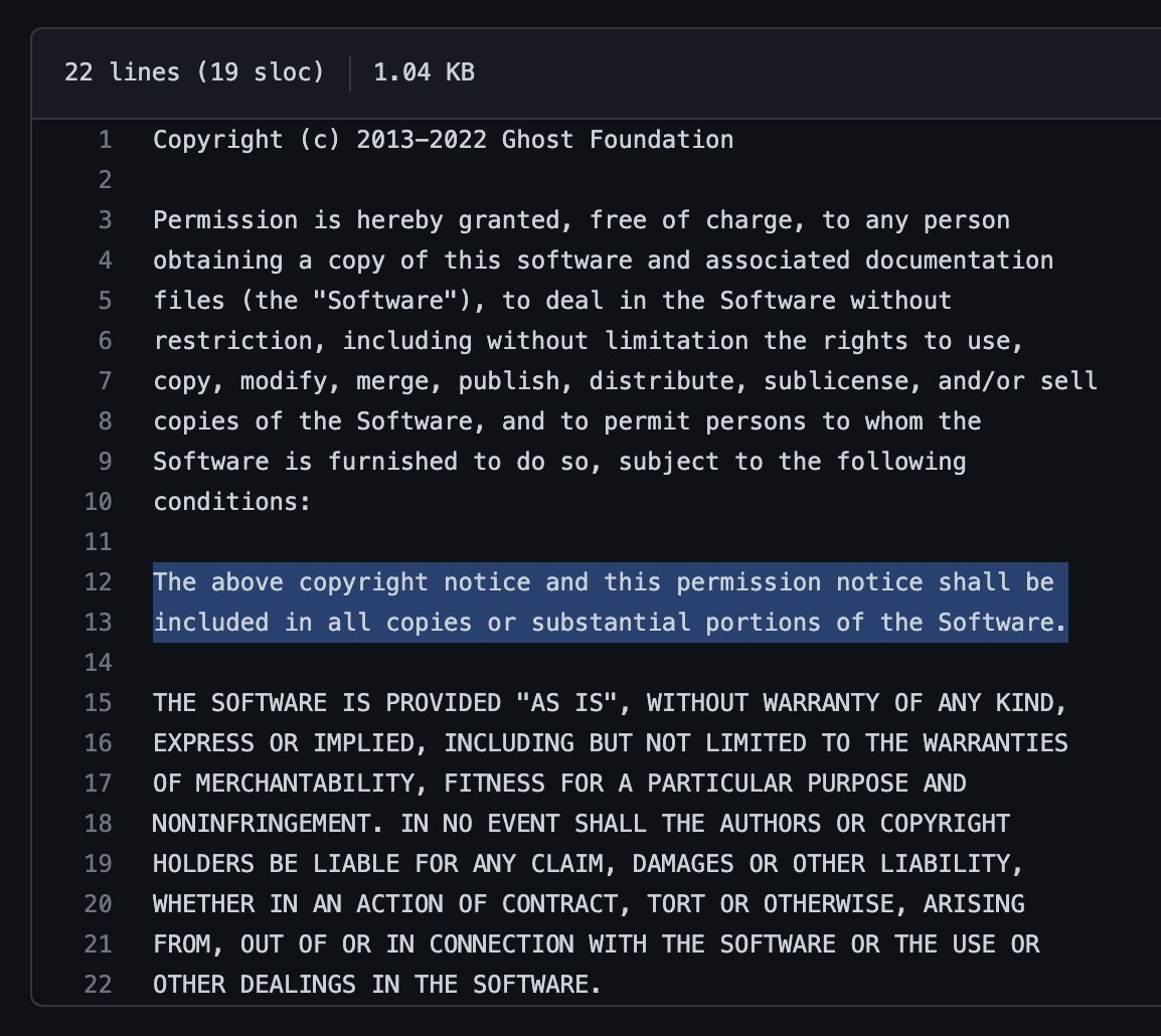 MIT license on Ghost site